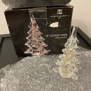 Mini Glass Christmas Tree w/ Gold Inside